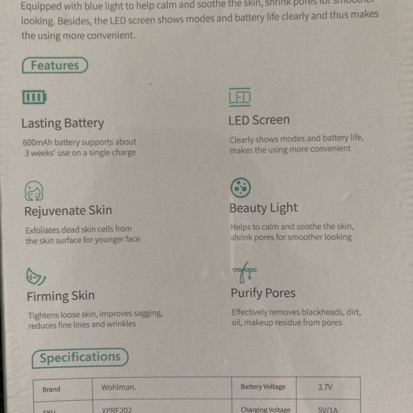 NWT BLACKHEAD REMOVER WITH BLUE LIGHT - Picture 4 of 5